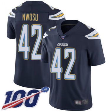 Los Angeles Chargers NFL Football Uchenna Nwosu Navy Blue Jersey Youth Limited #42 Home 100th Season Vapor Untouchable->women nfl jersey->Women Jersey